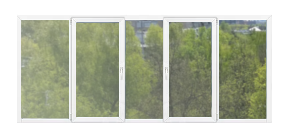 Пятистворчатая рама для балкона из ПВХ 600×140 Salamander